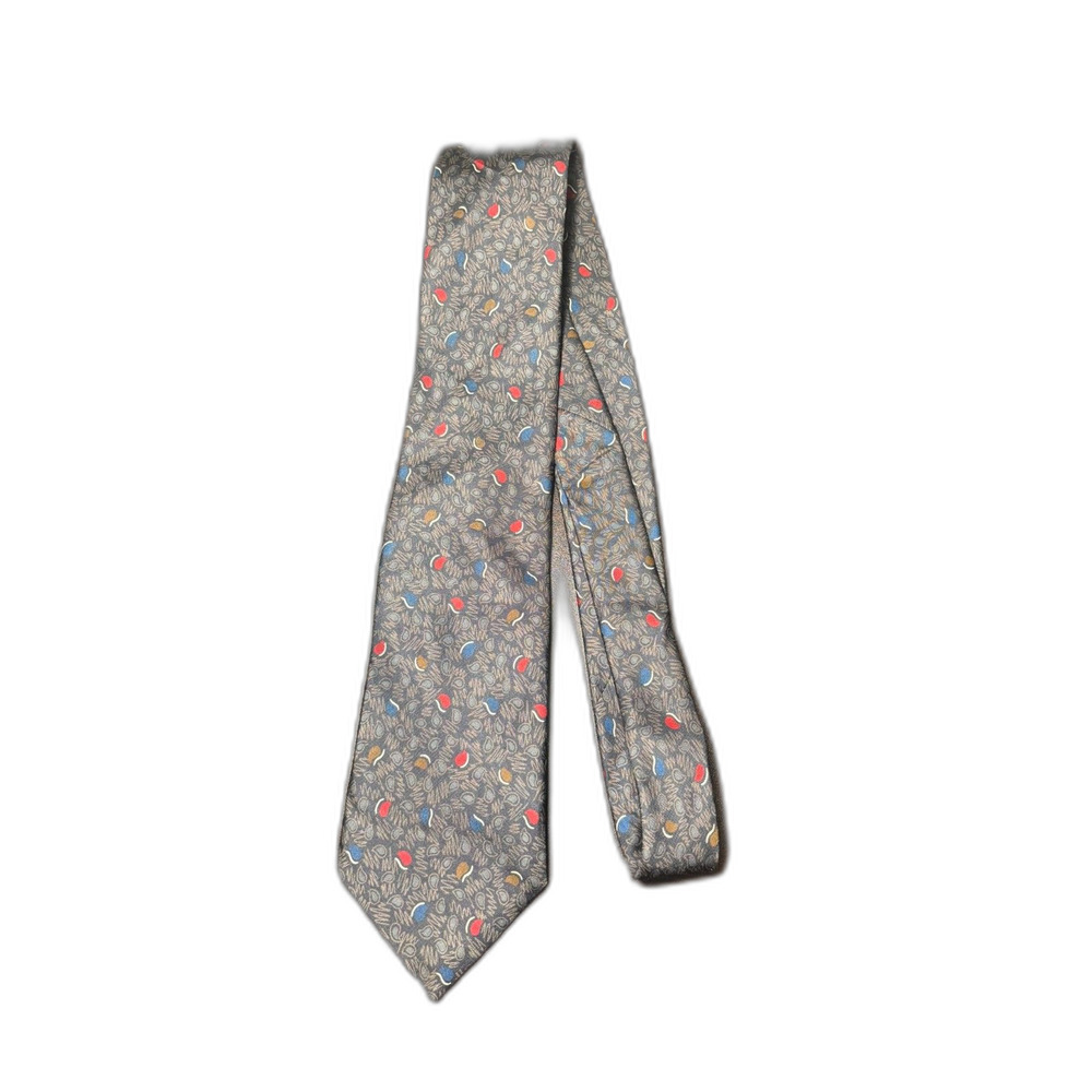 Christian Dior‎ 100% Silk Tie Gray Paisley Abstract Pattern Necktie 3.25" x 58"